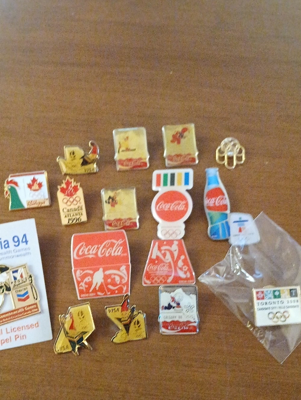 Lot Of 16 Collectible Olympics Lapel Pins , Coca Cola , Kellogs Etc.